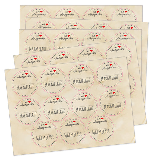 etiketten marmelade-sticker braun, a5 bogen, 5 bögen á 11 etiketten
