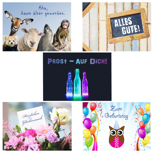 produktübersicht geburtstagskarten mit set "motive 1", frontansicht-teil 1