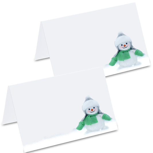 tischkarte "schneemann", schneemann-motiv auf vorder- und rückseite
