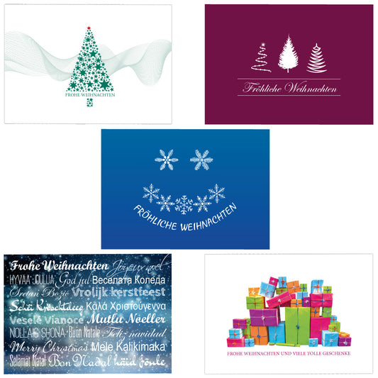 weihnachtspostkarten, motive 3, teil 1, 5 verschiedene motive