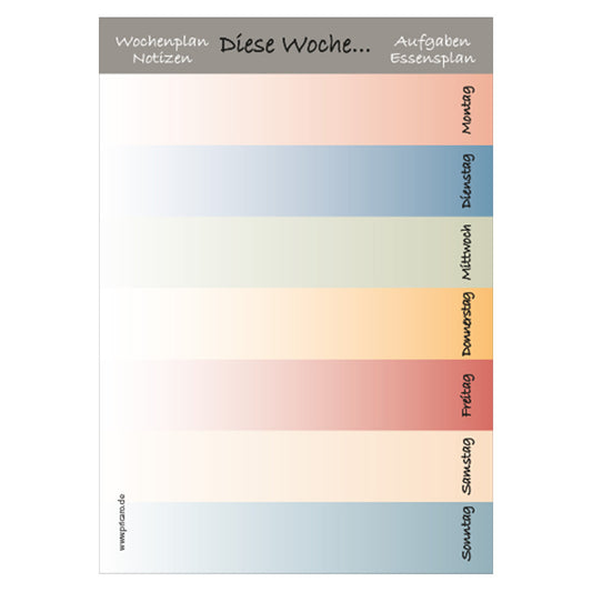 wochenplaner colours a6, bunt gestreift, frontansicht