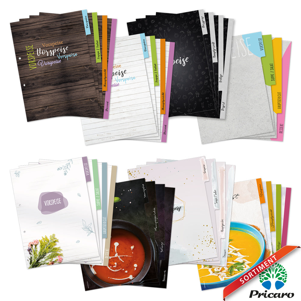 sortimentsübersicht register für rezepte