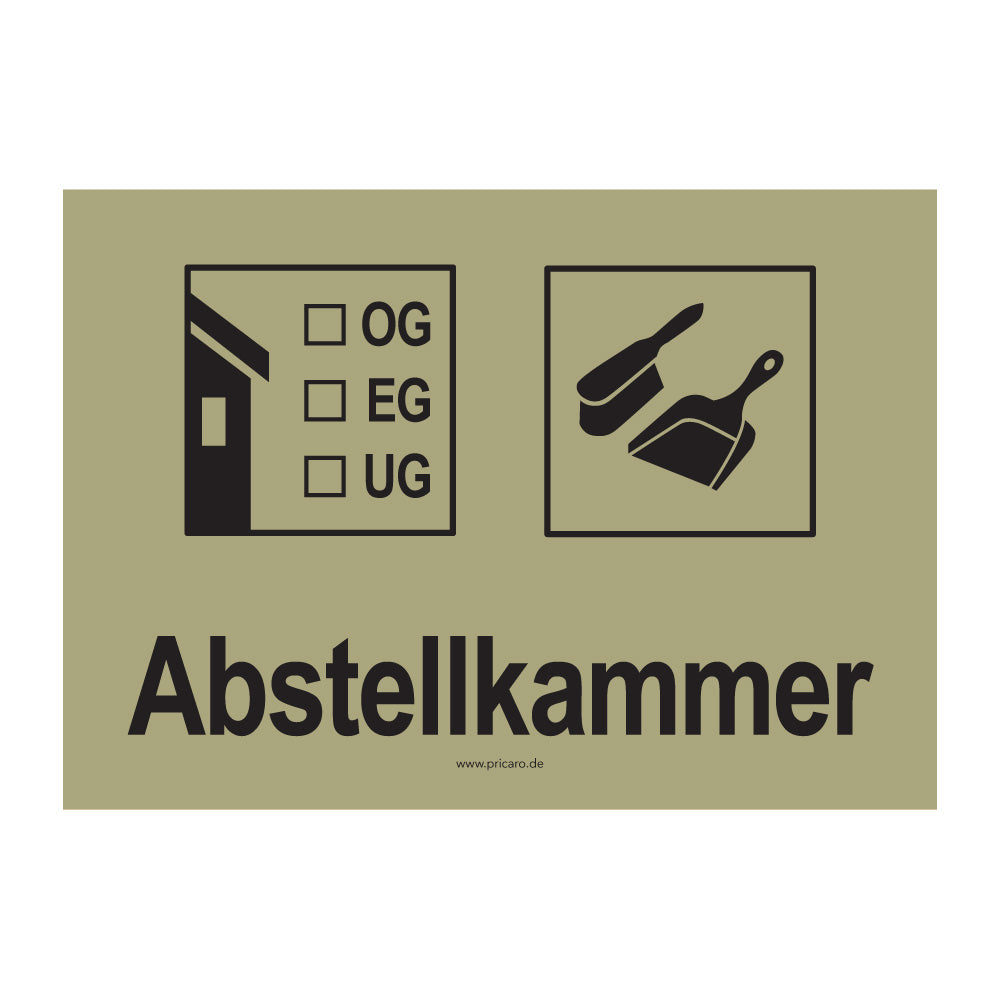 umzugsaufkleber, abstellkammer, khaki, stockwerkangabe zum ankreuzen