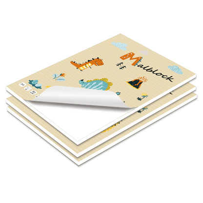 malblock mit deckblatt dino mit verschiedenen dino motiven, 3er set