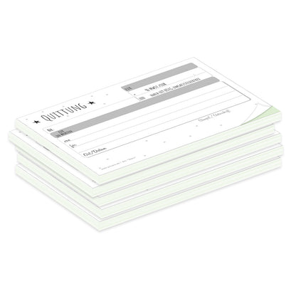 quittungsblock stern mit durchschlag mit grünem durchschlagpapier, a6, mit sternen aufdruck, moderne optik, schwarz-weiß,  5er set