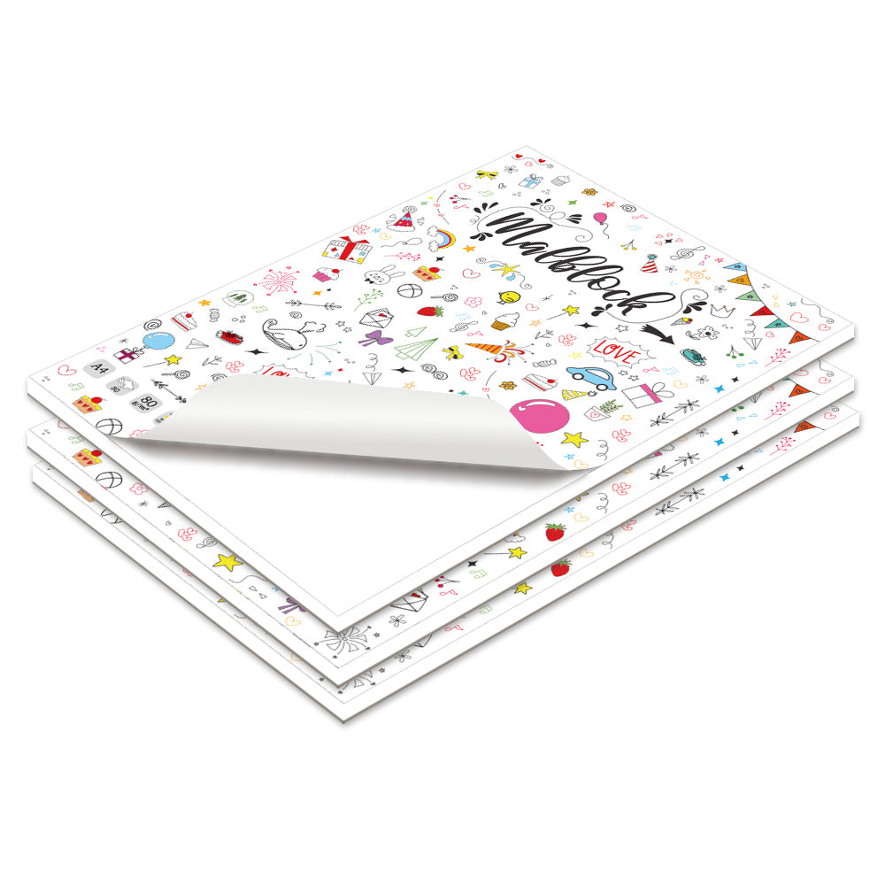 malblock mit deckblatt party mit bunten motiven, 3er set