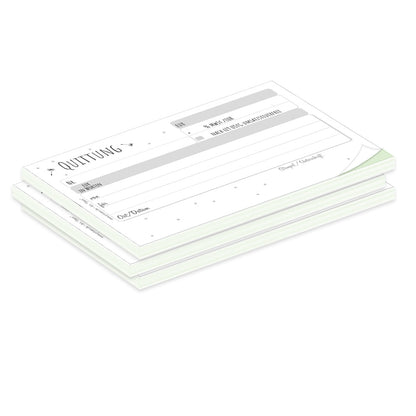 quittungsblock pusteblume mit durchschlag mit grünem durchschlagpapier, a6, mit kleinen pusteblumen aufdruck, moderne optik, schwarz-weiß,  3er set