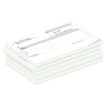 quittungsblock pusteblume mit durchschlag mit grünem durchschlagpapier, a6, mit kleinen pusteblumen aufdruck, moderne optik, schwarz-weiß,  5er set