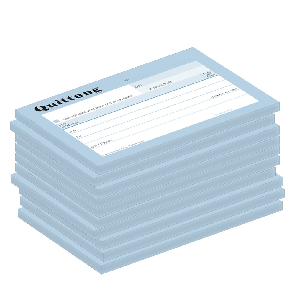 quittungsblock color match ohne durchschlag, a6, blau-weiße optik, 10er set