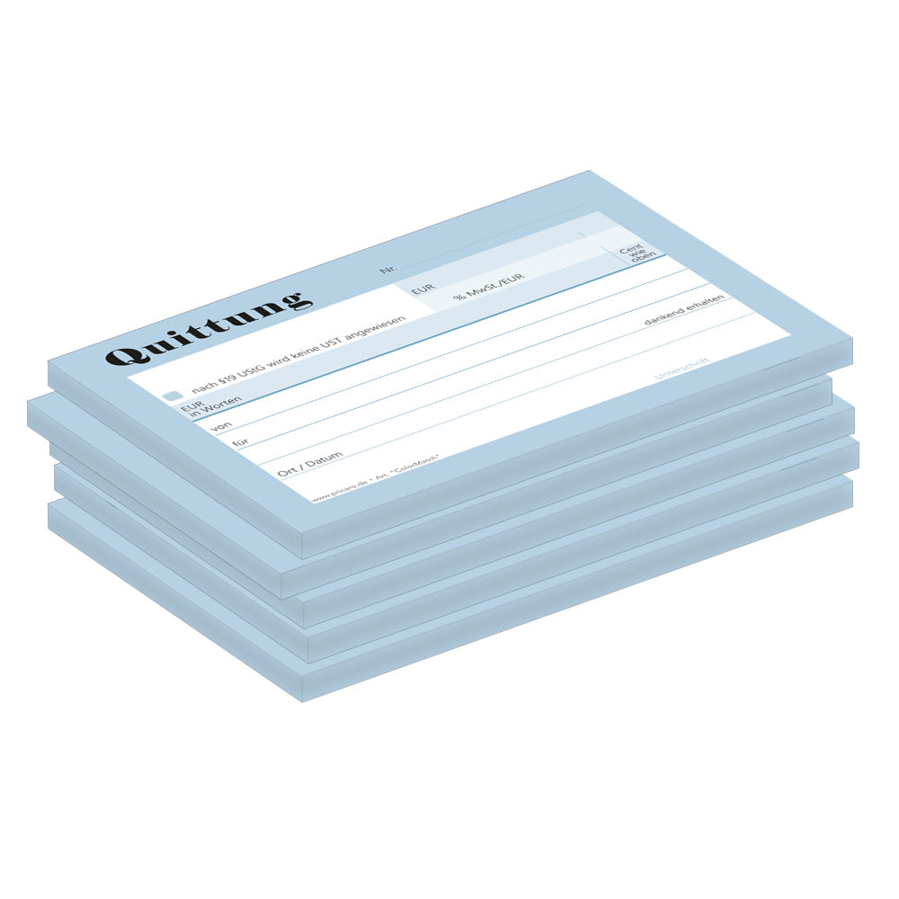 quittungsblock color match ohne durchschlag, a6, blau-weiße optik, 5er set