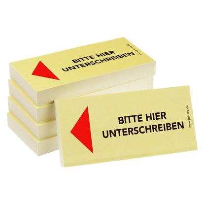 PRICARO Haftnotizen "Bitte hier unterschreiben", 100 Blatt, 5 Stück