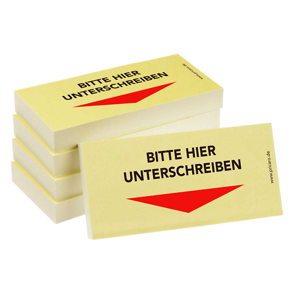 PRICARO Haftnotizen "Bitte hier unterschreiben", 100 Blatt, 5 Stück