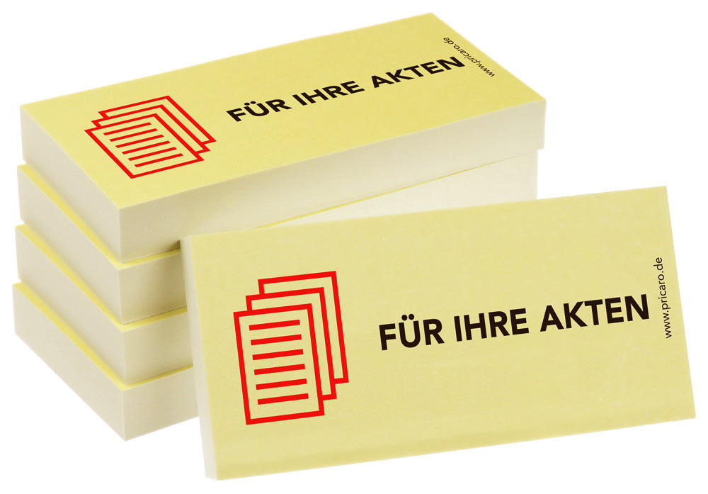 haftnotiz schmal, 5er set, aufdruck "für ihre akten", gelbe optik