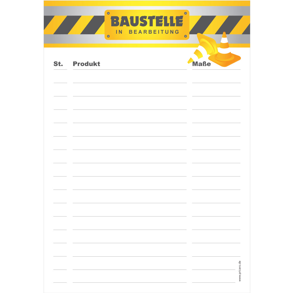 Heimwerker Einkaufsliste "Baustelle"