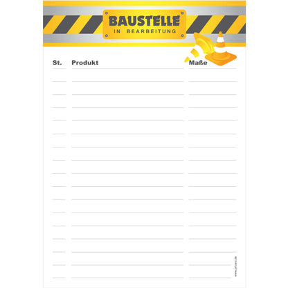 Heimwerker Einkaufsliste "Baustelle"