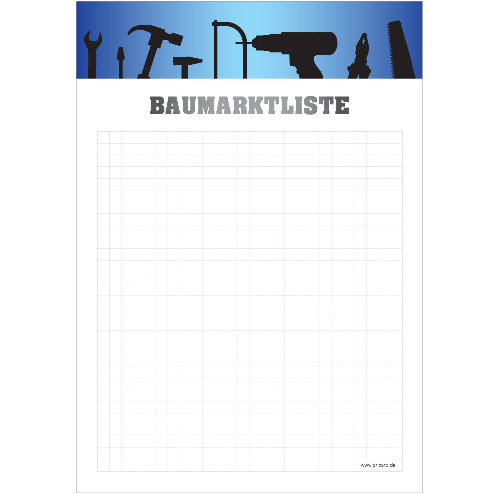 Heimwerker Einkaufsliste "Werkzeuge"