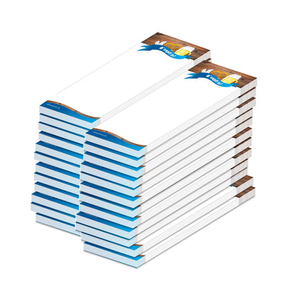 kellnerblock o zapt is, weiß, bunte optik mit einer abgebildeten brezel und einem bier und der aufschrift "o zapft is", 24er set