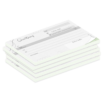 quittungsblock adria mit durchschlag mit grünem durchschlagpapier, a6, mit geschwungenen linien, moderne optik, schwarz-weiß,  5er set