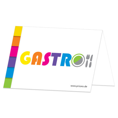 tischreservierung variante allgemein, bunte optik mit aufschrift gastro, rückseite