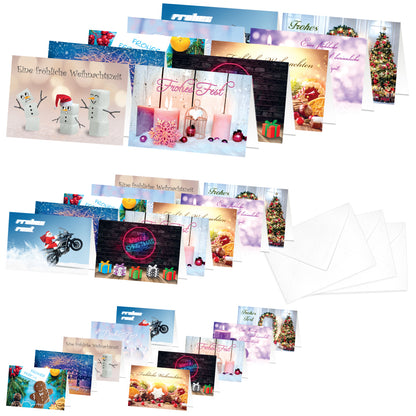 weihnachtsklappkarten motivreihe 1, unterschiedliche formate (a6,a7 und visitenkartenformat) inklusive 10 briefumschläge weiß