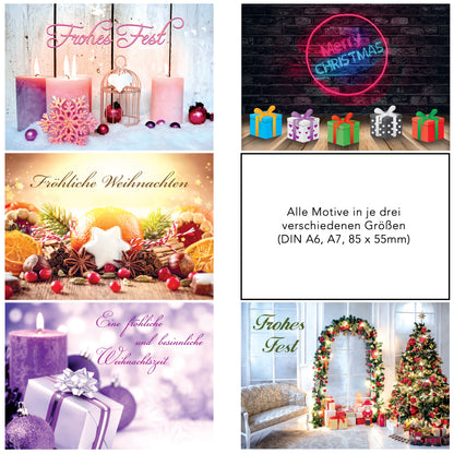 weihnachtsklappkarten motivreihe 1, frontansicht der zweiten 5 motive