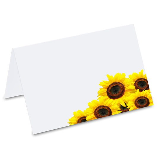 tischkarte "sonnenblume", vorderseite, sonnenblumenmotiv