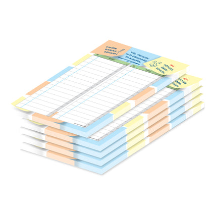 einkaufsliste notizen, a6, weiß-bunte opitk mit verschiedenen sprüchen und spalten für produkt und stückzahl, 5er set