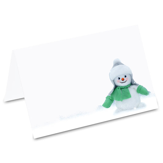 tischkarte "schneemann", schneemann-motiv auf vorderseite