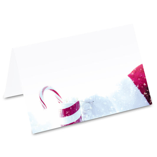 tischkarte "punsch", nikolaushand mit weihnachtspunsch und zuckerstange auf vorderseite