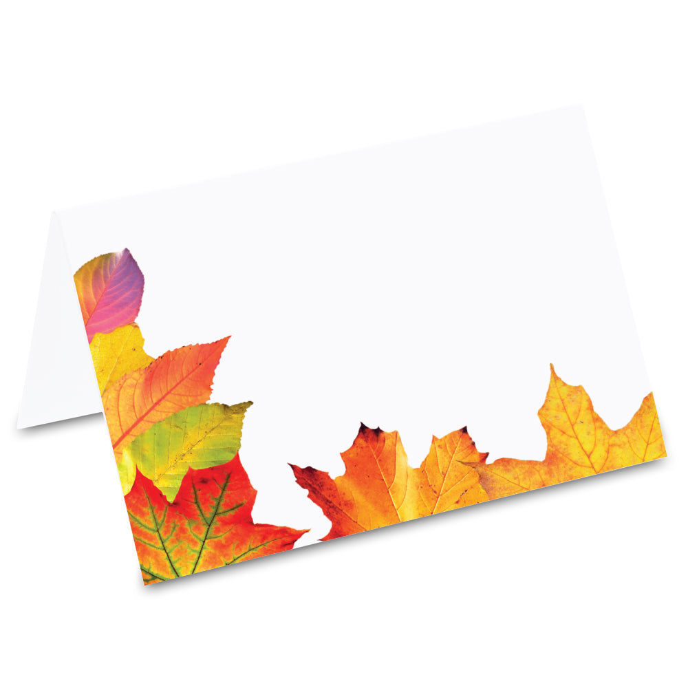 tischkarte "herbstlaub", herbstlaub auf vorderseite