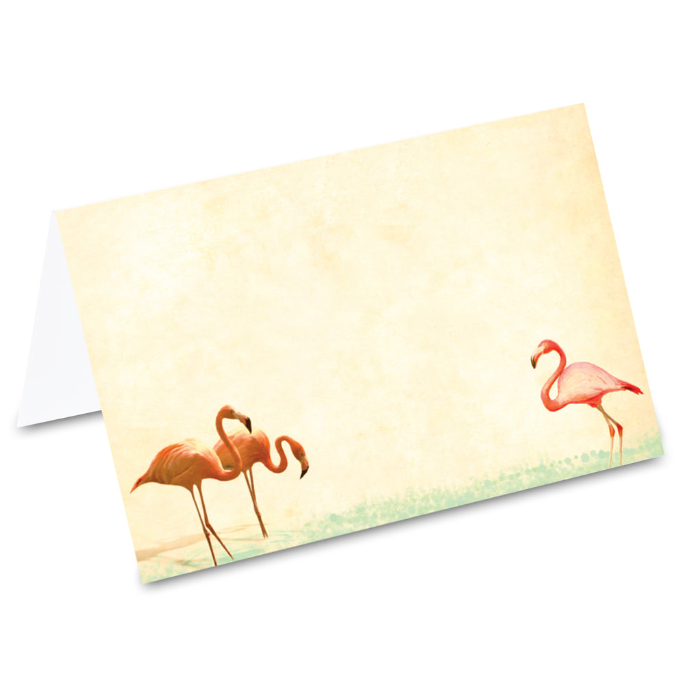 tischkarte "flamingos", flamingos auf vorderseite