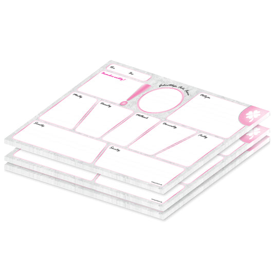 wochenplaner marmor a4, querformat, rosa-graue optik mit weiß abgesetzten notizfeldern, 3er set