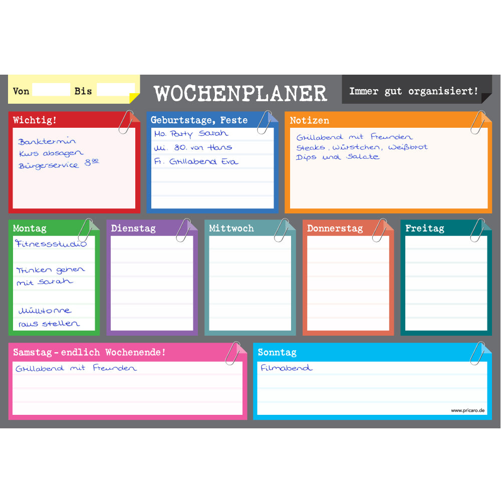 wochenplaner perfekt a4, querformat, ausfüllbeispiel