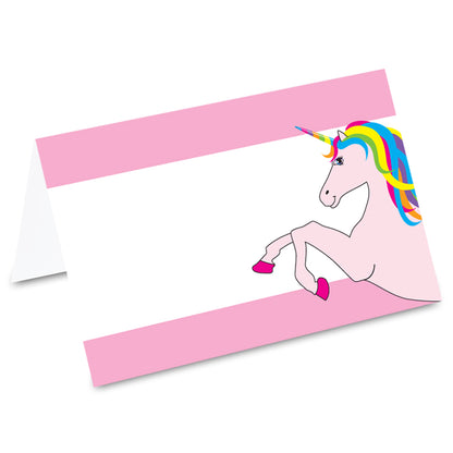 tischkarte "einhorn rosa",rosafarbene einhorn auf vorderseite