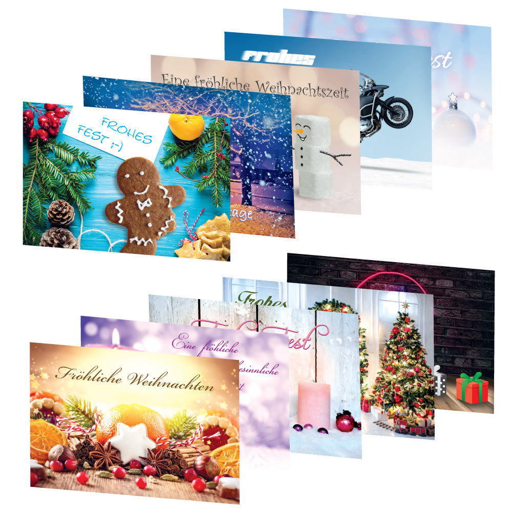 weihnachtspostkarten, motiv 1, 10 verschiedene motive, ansicht vorderseite