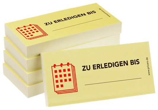 haftnotiz schmal, aufdruck "zu erledigen bis", gelbe optik, 5er set