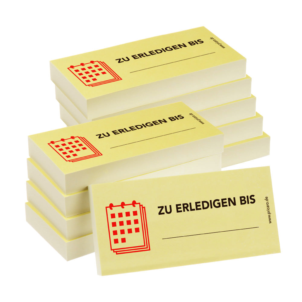 haftnotiz schmal, aufdruck "zu erledigen bis", gelbe optik, 10er set