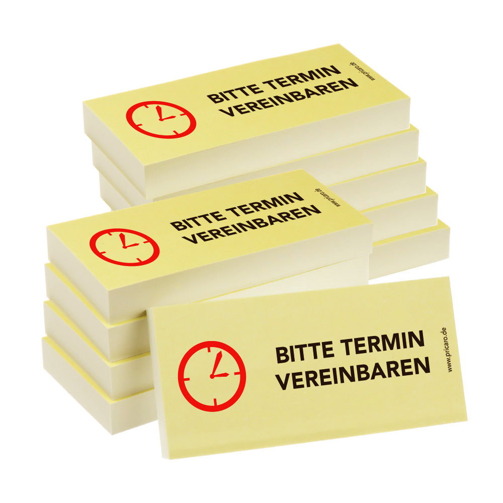 haftnotiz schmal, aufdruck "bitte termin vereinbaren", gelbe optik, 10er set