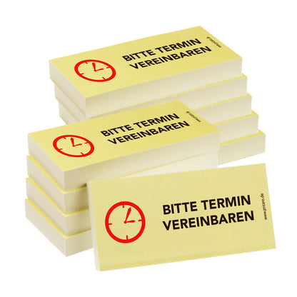 haftnotiz schmal, aufdruck "bitte termin vereinbaren", gelbe optik, 10er set