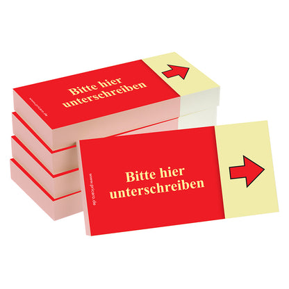 PRICARO Haftnotizen "Bitte hier unterschreiben", 100 Blatt, 5 Stück