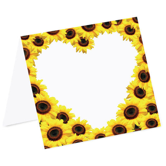 tischkarte sonnenblumenherz, vorderseite