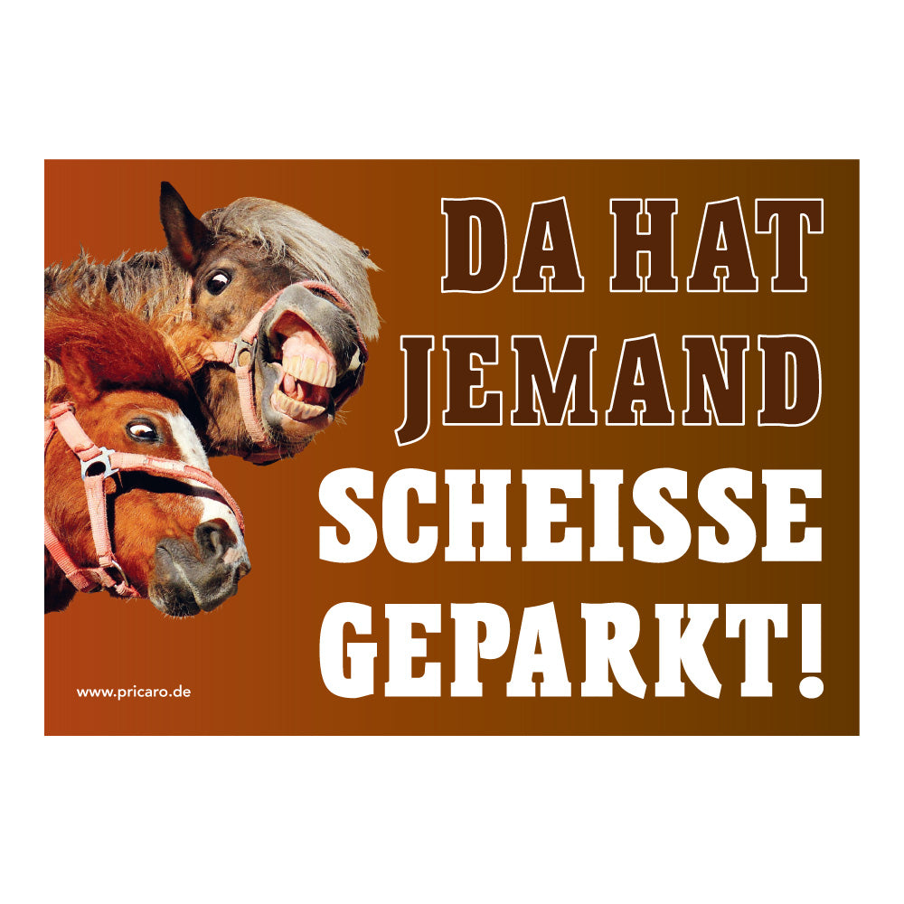 flyer scheisse geparkt "pferde" mit der aufschrift "da hat jemand scheisse geparkt", frontansicht
