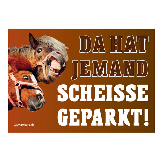 flyer scheisse geparkt "pferde" mit der aufschrift "da hat jemand scheisse geparkt", frontansicht
