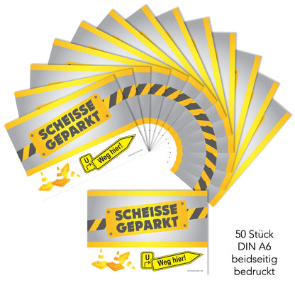 flyer scheisse geparkt "baustelle" mit der aufschrift " scheisse geparkt", 50 stück