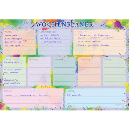 wochenplaner splash a4, querformat, ausfüllbeispiel