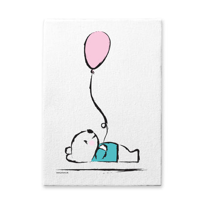 leinwand set "baby-girl", motiv teddybär mit luftballon, weiß-rosa, türkisfarbene optik