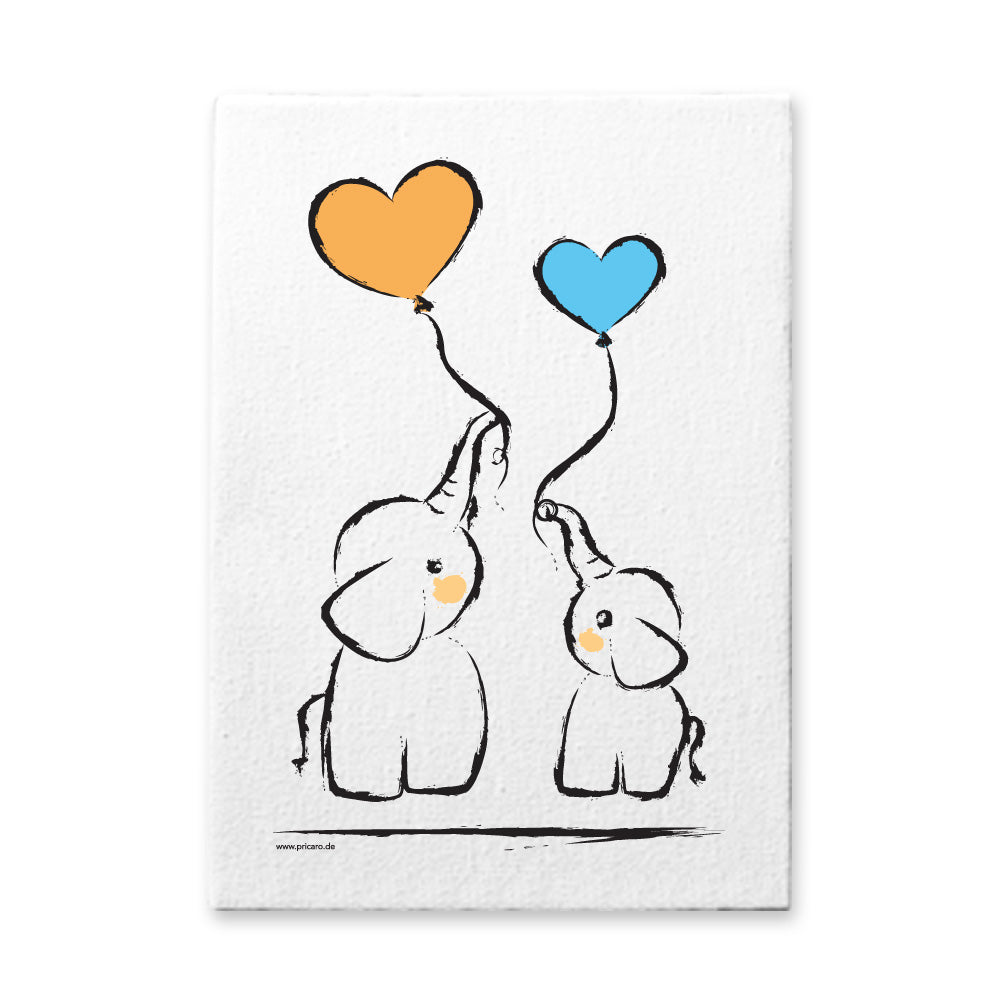 leinwand set "baby-boy", motiv elefanten mit luftballons, weiß-orange, blaue optik