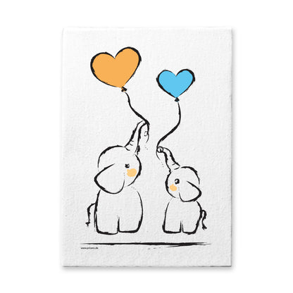 leinwand set "baby-boy", motiv elefanten mit luftballons, weiß-orange, blaue optik