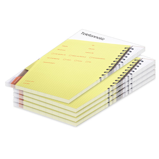 telefonnotizblock planer, gelbe optik mit platz für datum, anruferinfos und anmerkungen, 5er set
