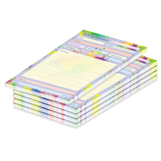 telefonnotizblock splash, bunte optik mit platz für datum, anruferinfos und anmerkungen, 5er set